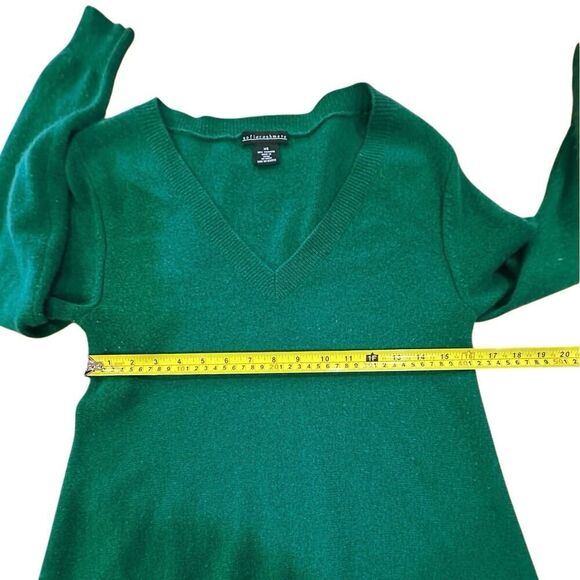 Sofia 100% Cashmere V Neck Ribbed Hem Emerald Green Pullover Sweater Women’s XS - Picture 13 of 15